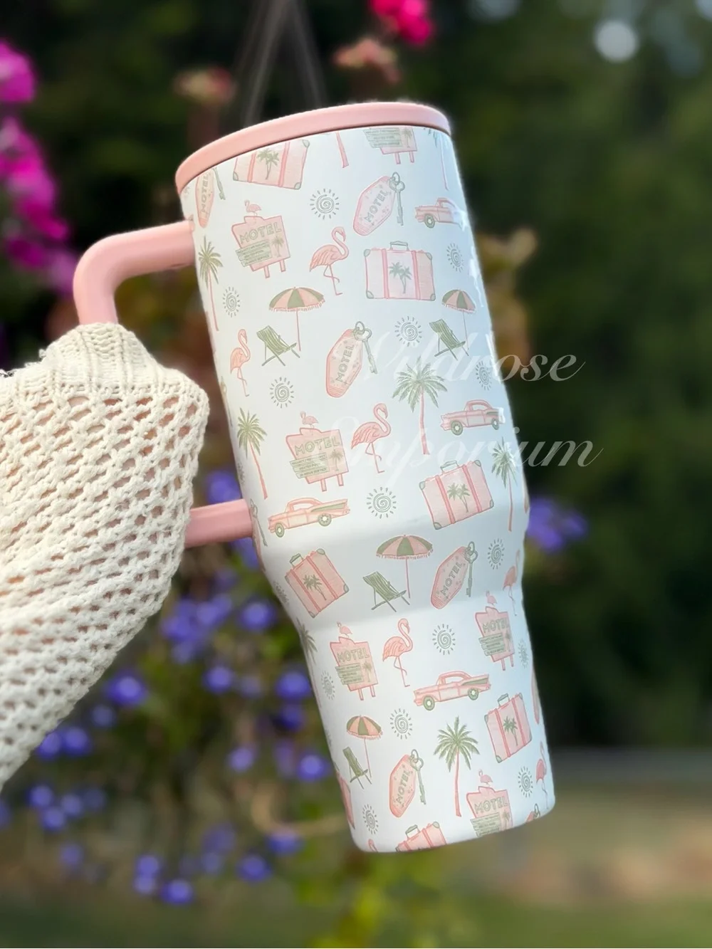 hydrojug x kay road trip flamingo beach palm tree  traveler 32OZ tumbler new